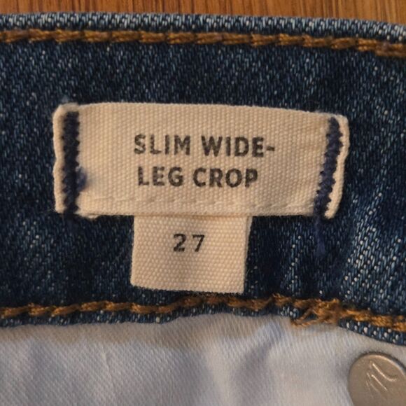 Madewell Slim Wide-Leg Crop, Garrett Wash/Medium, Slimming and Trendy! Sz 27 - Picture 6 of 13